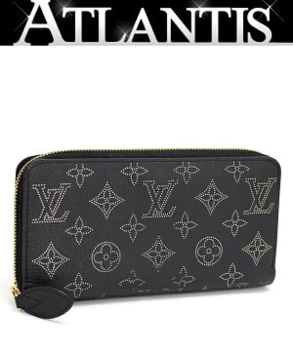 Louis Vuitton Zippy Wallet Round Zipper Long Monogram Mahina Black